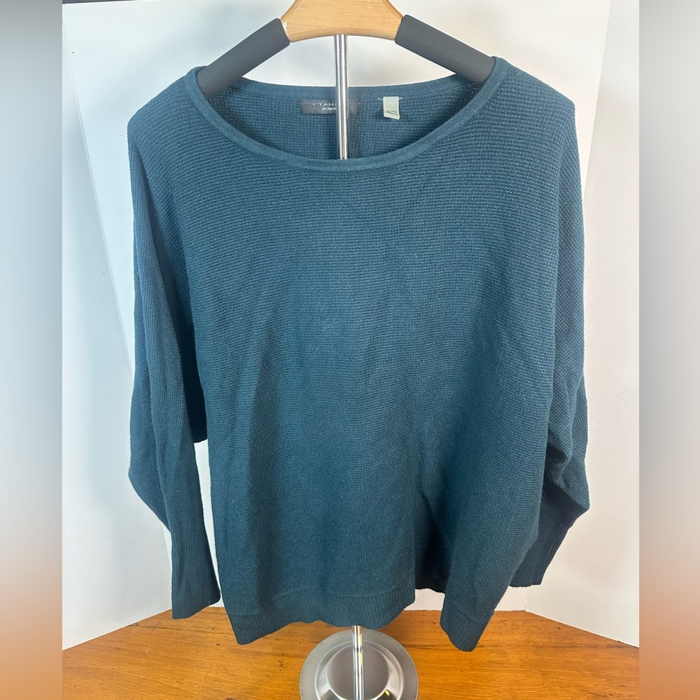 T Tahari Dark Teal Knit Sweater Long Sleeve Ribbed Blend Size 2X